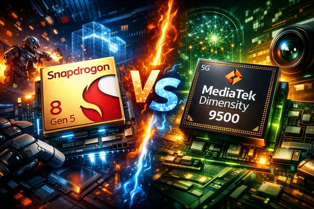 Snapdragon 8 Gen 5 vs MediaTek Dimensity 9500- 2026 में कौन सा मोबाइल प्रोसेसर बेहतर? Snapdragon 8 Gen 5 vs MediaTek Dimensity 9500